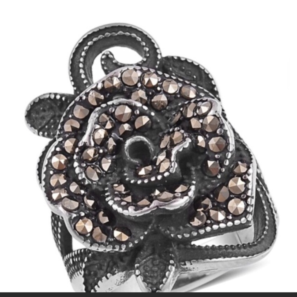 🛍Stunning Marcasite Vintage Rose Ring size 6
